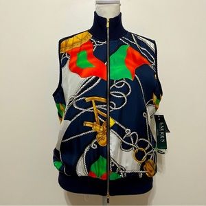 Vintage Lauren Ralph Lauren Nautical Zip Front Vest Preppy Lux Cruise